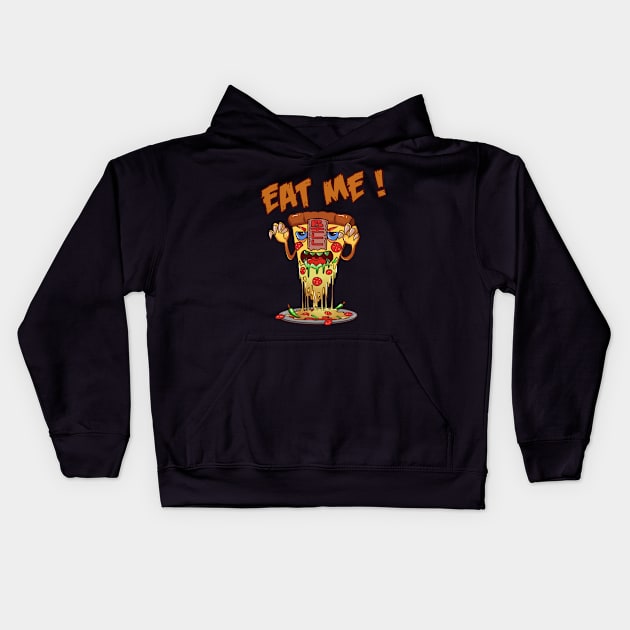 Eat Me! Billy The Bitey Pizza Kids Hoodie by chomm13